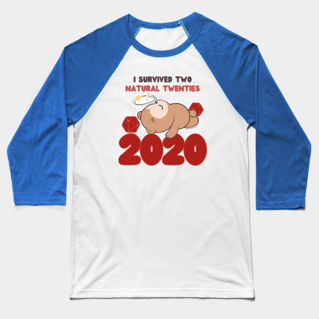 I Survived TWO Natural 20's // D20 // Owlbear // 2020 Baseball T-Shirt by whimsyworks